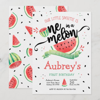 Eins in einem Melon Watermelon Einladung zum 1. Ge