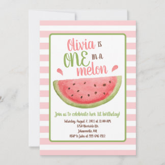 Eins in einem Melon Watermelon Einladung zum 1. Ge