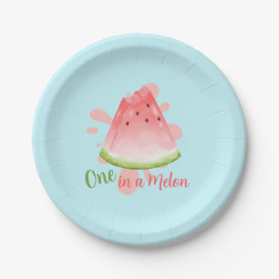 Eins in einem Melon Watermelon Geburtstagseinladun Pappteller