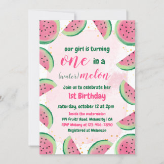 Eins in einem Watermelon Baby Einladung Geburtstag