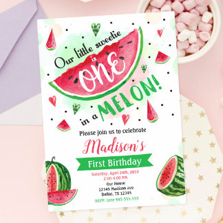 Eins in einer Melon-Einladung, Watermelon 1. Gebur Einladung