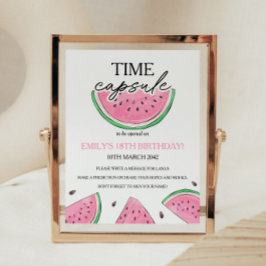 Eins in einer Melon Kapsel Wassermelone Time Kapse Sockelschild