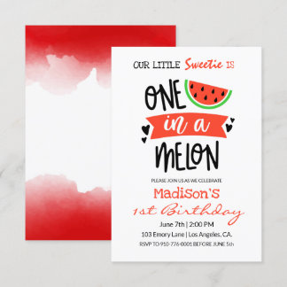 eins in einer Melone | Baby Birthday Einladung