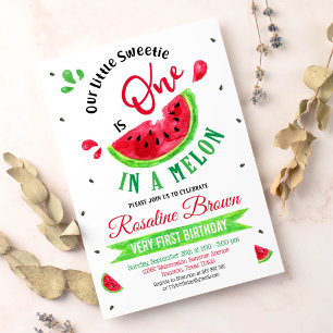 Eins in einer Melone Erster Geburtstag Einladung