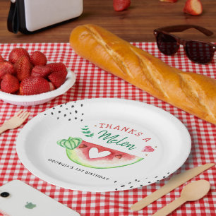 eins in einer Melone Watermelon Birthday Pappteller