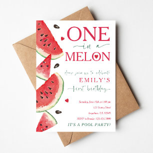 Eins in einer Wassermelone Wassermelone Erster Geb Einladung