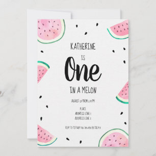 Eins in einer Wassermelone Wassermelone Erster Geb Einladung