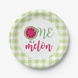 Eins in einer Wassermelone Wassermelone Erster Geb Pappteller