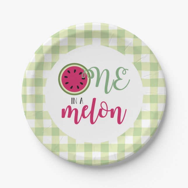 Eins in einer Wassermelone Wassermelone Erster Geb Pappteller (Vorderseite)