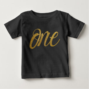 Eins in Imitats Gold ERSTES BIRTHDAY-Skript Baby T-shirt