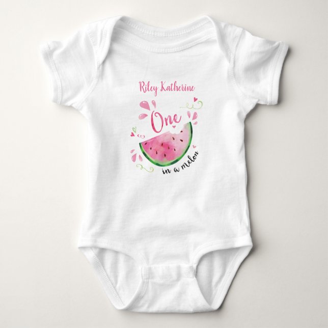 Eins in Melon First Birthday Outfit Shirt (Vorderseite)