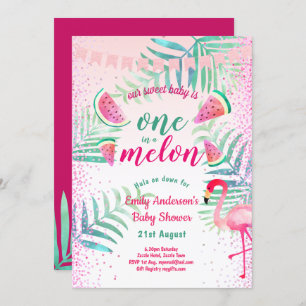 Eins in Melon Tropical Flamingo Watermelon Pink Einladung