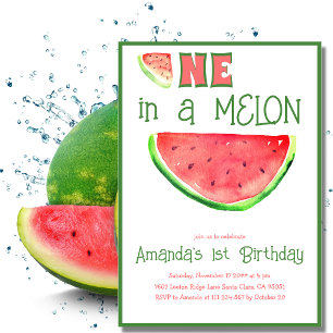 Eins in Melon Tutti Frutti Erstes 1. Geburtstag Pa Einladung