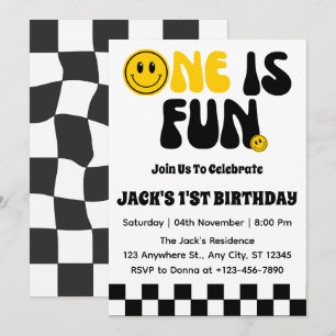 Eins ist Spaß erster Geburtstag Junge Einladung