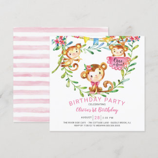 Eins ist Spaß Monkey 1. Geburtstag Einladung