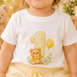 Eins mit Bär 1. Geburtstag Baby T-Shirt