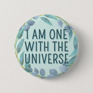 Eins mit dem Universum Blaue Botanische Affirmatio Button