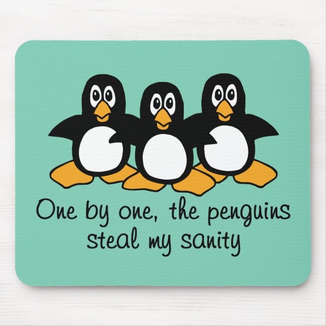 Eins nach dem anderen Die Pinguine Funny Sprichwor Mousepad (Vorne)