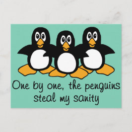 Eins nach dem anderen Die Pinguine Funny Sprichwor Postkarte