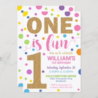 Eins: Spaß am Geburtstag Einladung Mädchen 1. Gebu