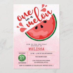 EINS VON EINEM MELONE - ERSTER GEBURTSTAG EINLADUNG