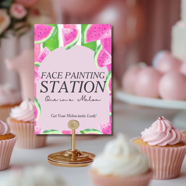 Eins von Melon Face Paint Station Watermelon Sign Einladung (One in Melon Face Paint Station Watermelon Sign)