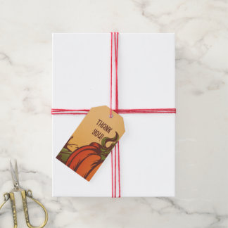 Einsam kürzen eines das Feld. Herbstblätter fallen Geschenkanhänger