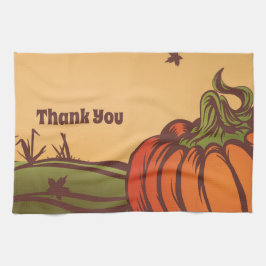 Einsam kürzen eines das Feld. Herbstblätter fallen Geschirrtuch