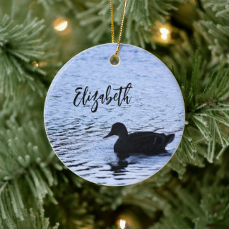 Einsame Enten-Wildlife-Lake-Wasser-Ripple-Fotograf Keramik Ornament