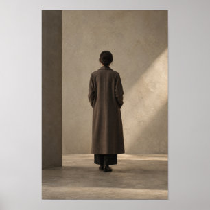 Einsame Figur in minimalistischem sonnenbeschienen Poster