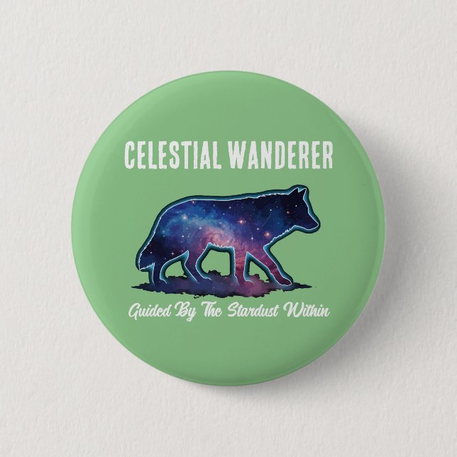 Einsame Galaxie-Wolf-Silhouette Button (Vorderseite)
