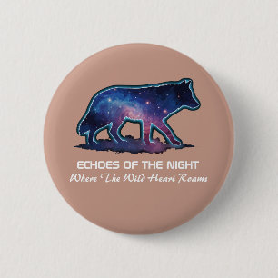Einsame Galaxie-Wolf-Silhouette (Nacht-Echos) Button