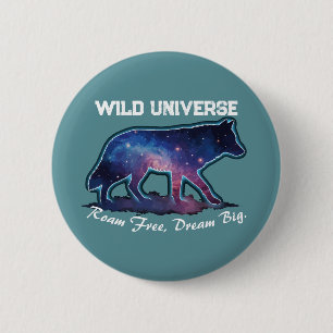 Einsame Galaxie-Wolf-Silhouette (wilde Universum) Button