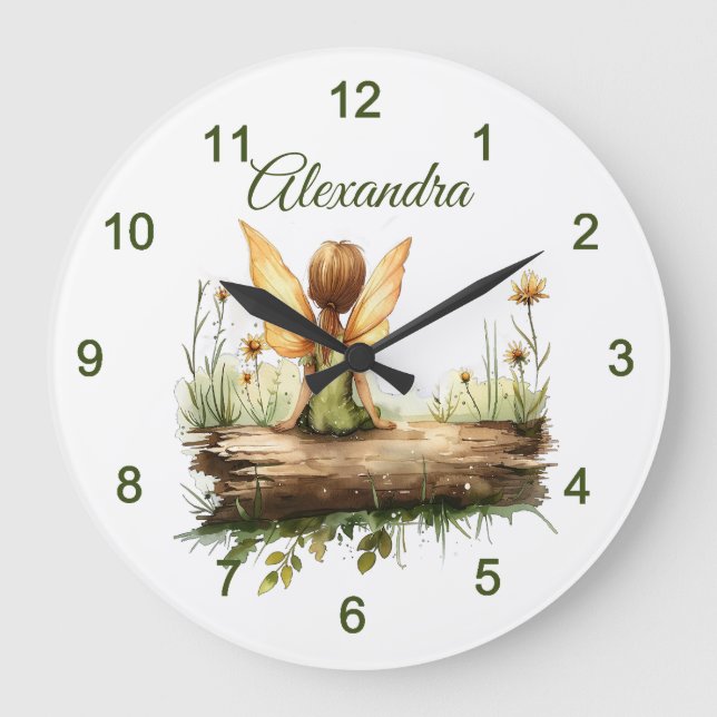 Einsame Mutter sitzt auf einem Log Große Wanduhr (Vorderseite)