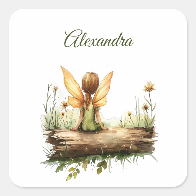 Einsame Mutter sitzt auf einem Log Quadratischer Aufkleber (Vorderseite)