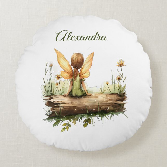 Einsame Mutter sitzt auf einem Log Rundes Kissen (Vorderseite)