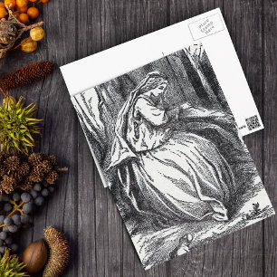 Einsame Prinzessin mit Frosch im Wald Postkarte