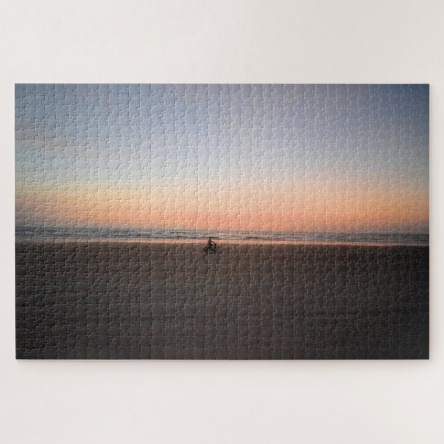 Einsame Sonnenaufgang Radtour am Strand - 20x30 Puzzle (Horizontal)