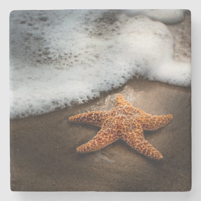 Einsame Starfish auf dem Strand Steinuntersetzer (Vorderseite)