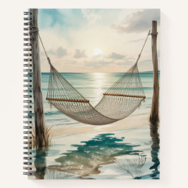 EINSAME WATERCOLOR-HÄNGEMATTE AM STRAND NOTIZBUCH