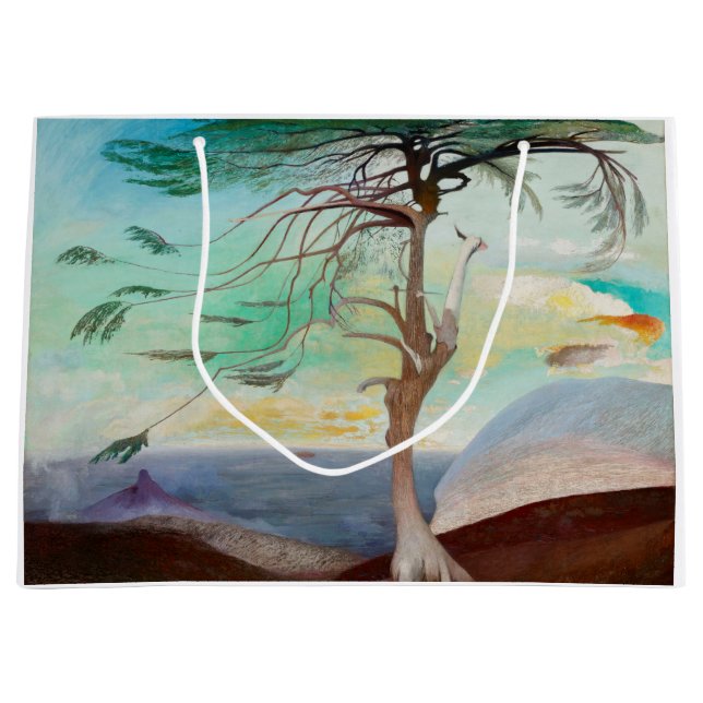 Einsame Zedernbaummalerei Große Geschenktüte (Vorderseite)