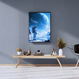 Einsamer Astronaut am gefrorenen Alien-Ozean, Ölge Poster