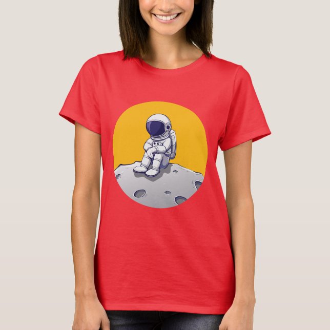 Einsamer Astronaut auf dem Mond-T - Shirt (Vorderseite)