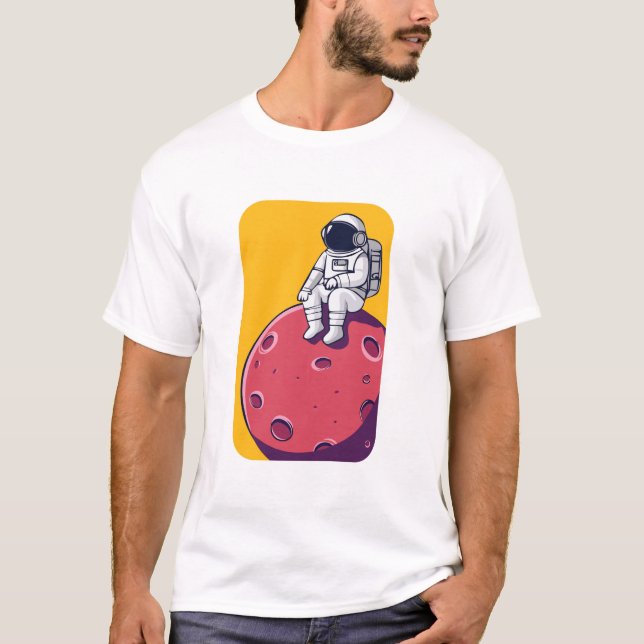 Einsamer Astronaut auf dem Mond-T - Shirt (Vorderseite)