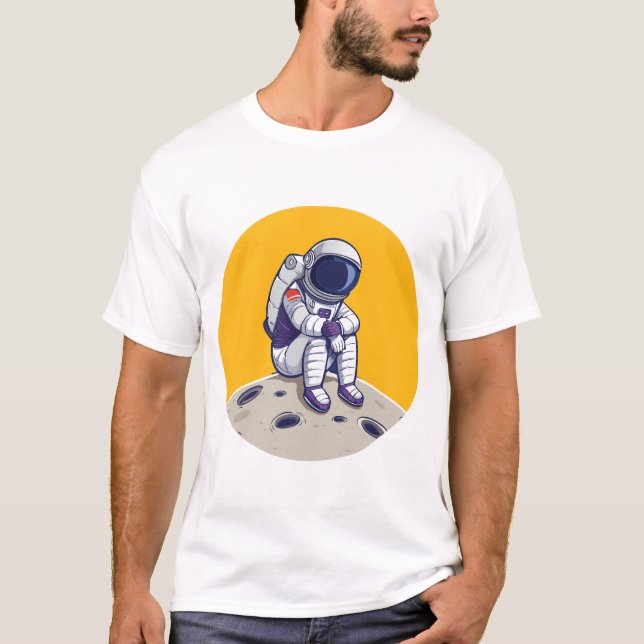 Einsamer Astronaut auf dem Mond-T - Shirt (Vorderseite)