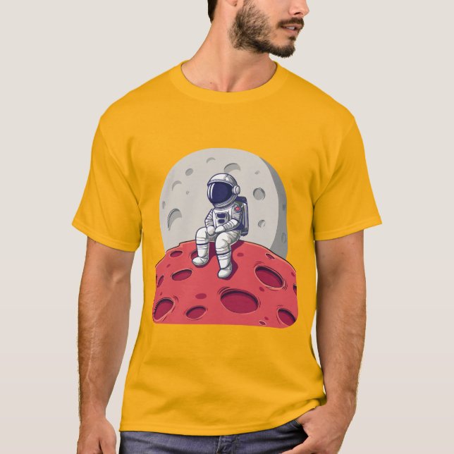 Einsamer Astronaut auf dem Mond-T - Shirt (Vorderseite)
