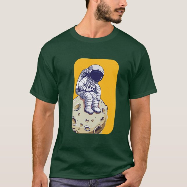 Einsamer Astronaut auf dem Mond-T - Shirt (Vorderseite)