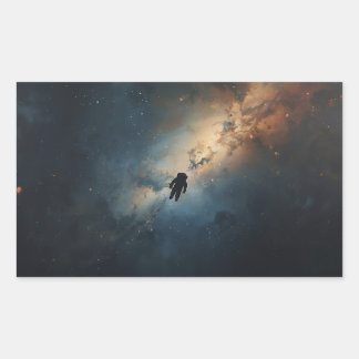 einsamer Astronaut, der durch die Weite treibt Rechteckiger Aufkleber