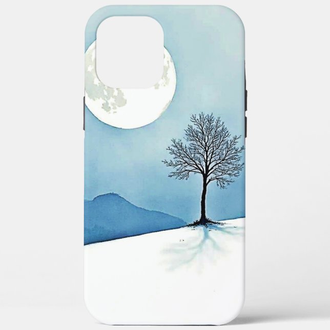 Einsamer Baum: Friedvolle Vollmondstille-Kunst Case-Mate iPhone Hülle (Rückseite)