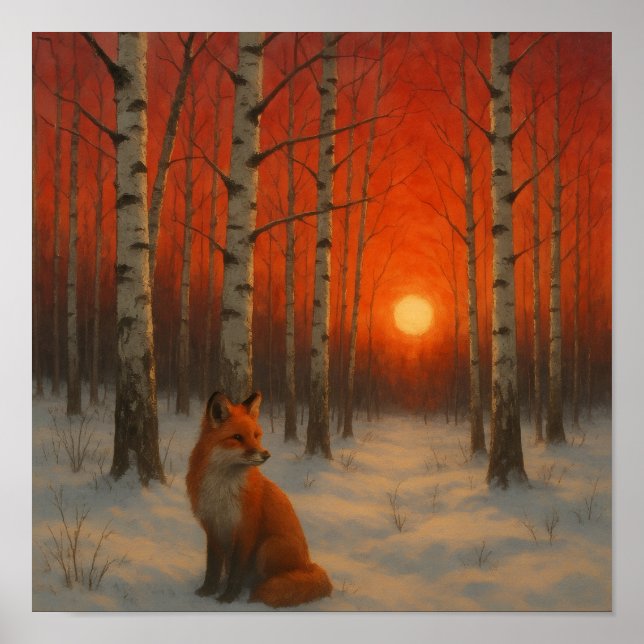 Einsamer Fuchs im Winter  Poster (Vorne)
